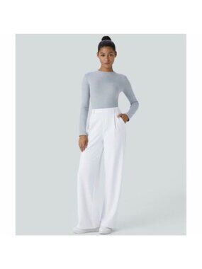 NWT Halara Flex DayStretch High Waist White Straight Leg Work Pants L Regular